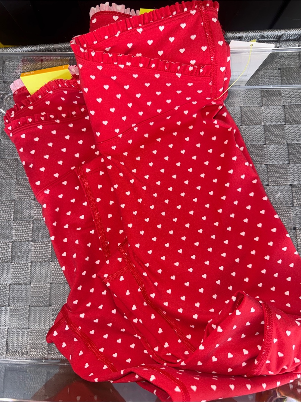 all in motion Red Heart Print Leggings size SMALL NWT